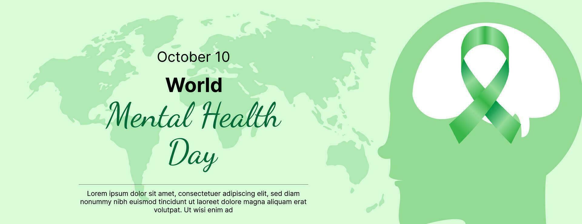 World mental health day banner vector design with world map background