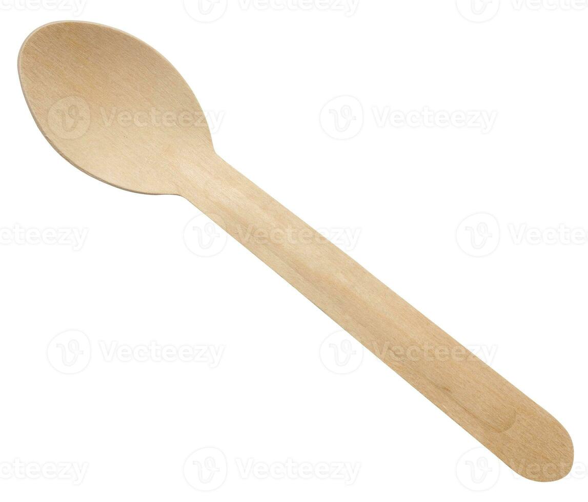 New wooden spoon, top view. Recycling materials. photo