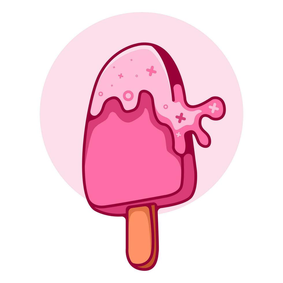 Strawberry flavor cute ice cream logo vector