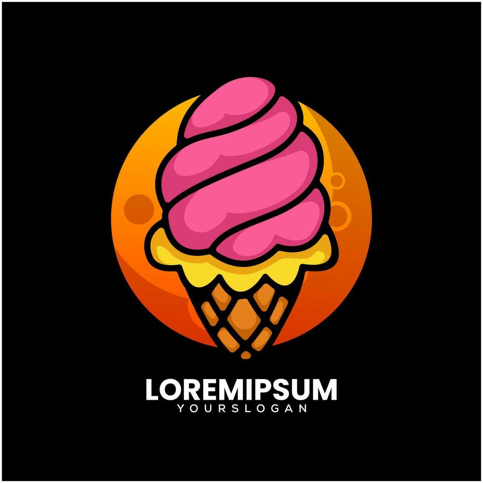 ice cream and moon logo vector