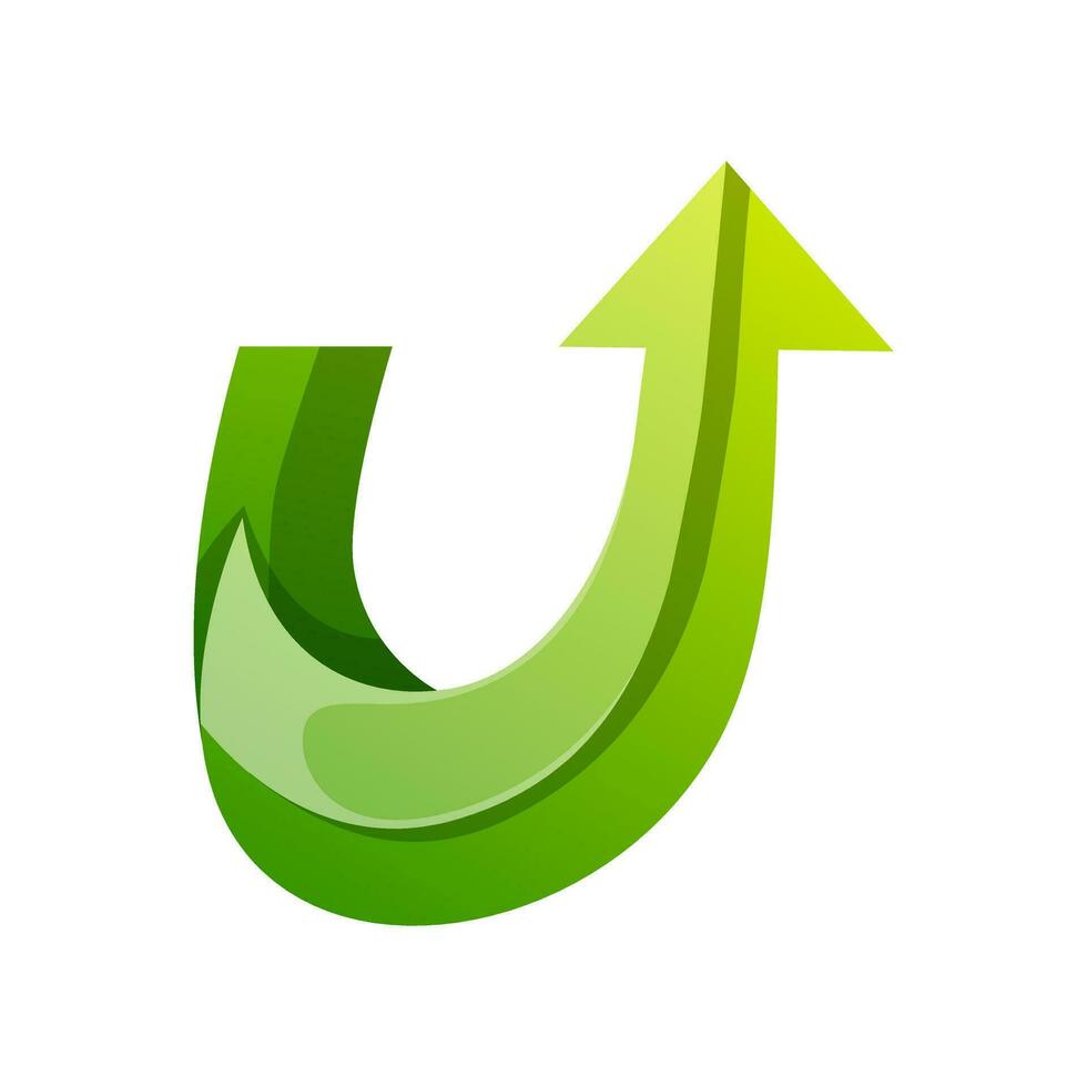 gradient style accounting u letter logo vector