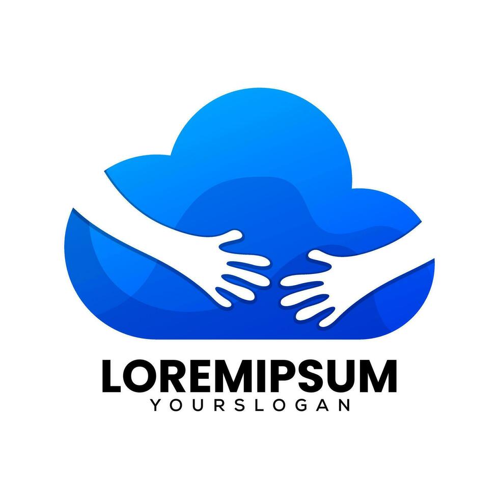 hand and cloud gradient logo vector