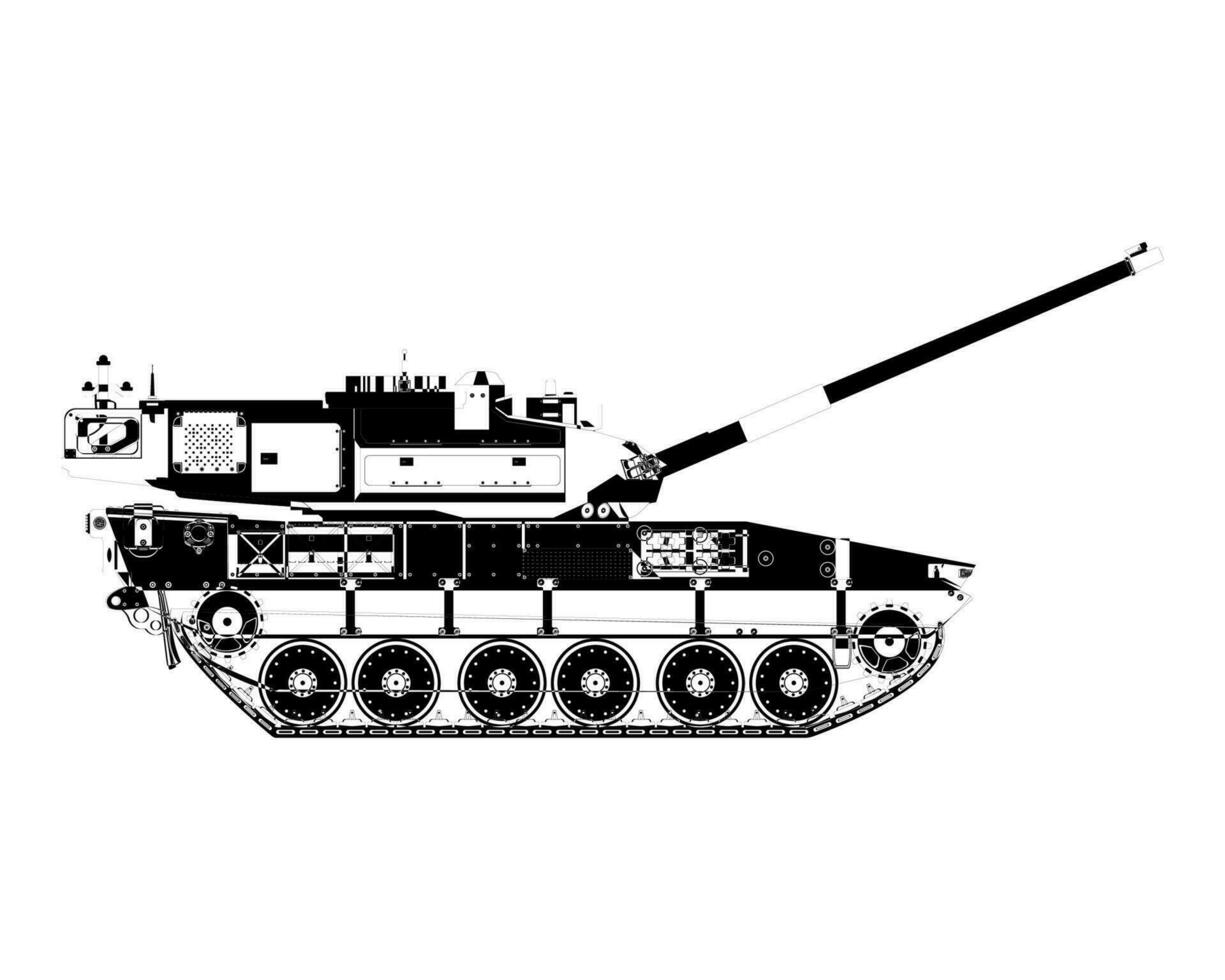 principal batalla tanque en resumen. elevado barril. blindado militar vehículo. vector