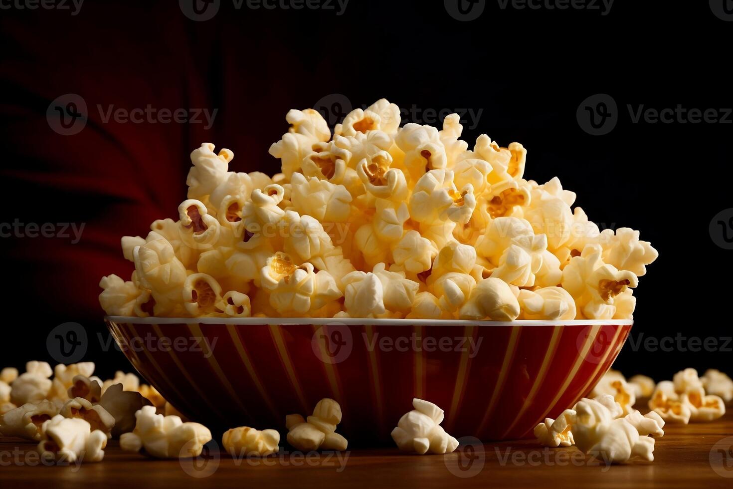 A large plate of popcorn. photo