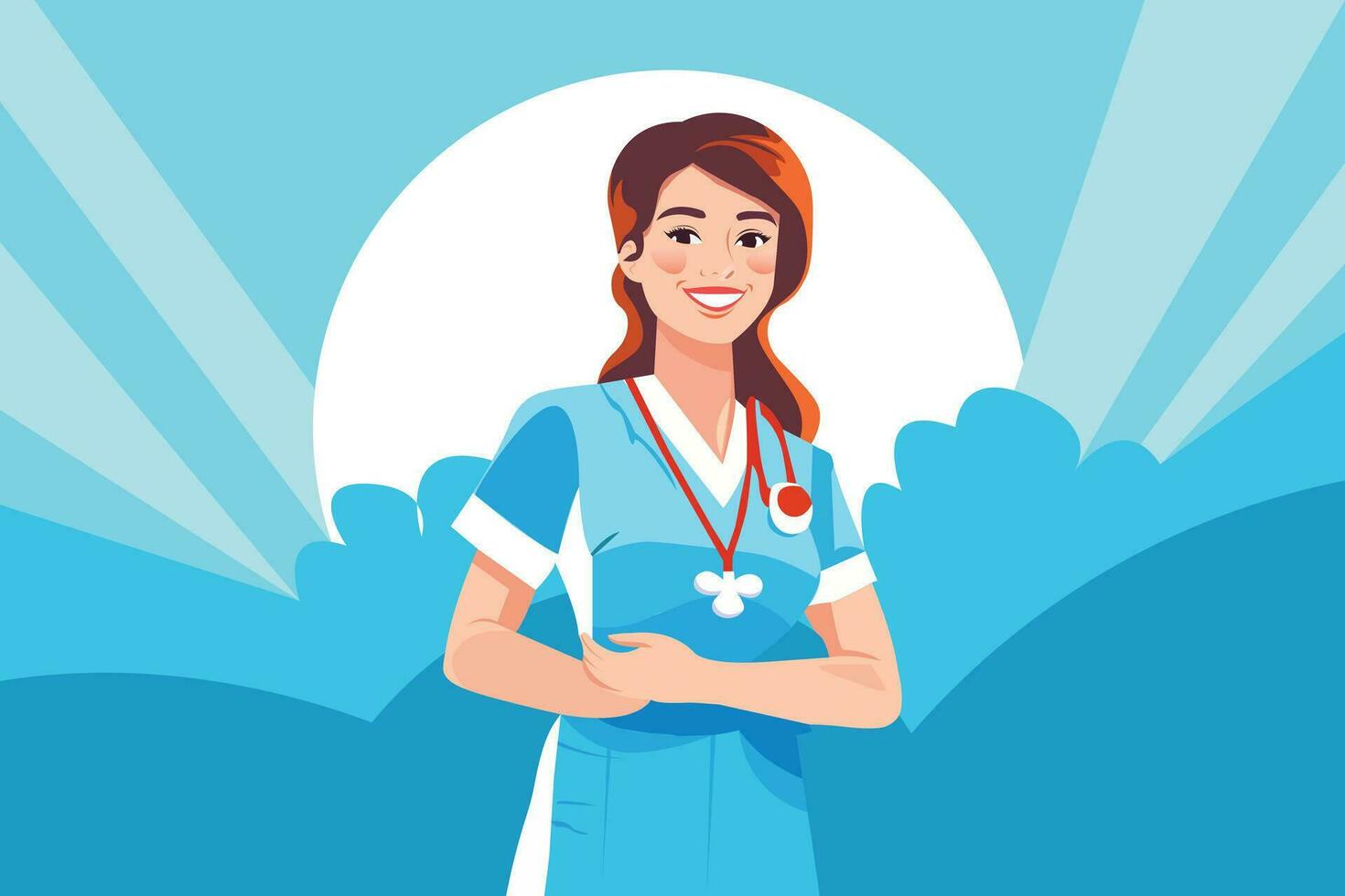 Happy nurse with smile face vector illustration design