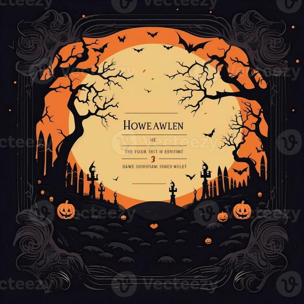 Cute Halloween theme invitation card cover high quality ai generated image photo