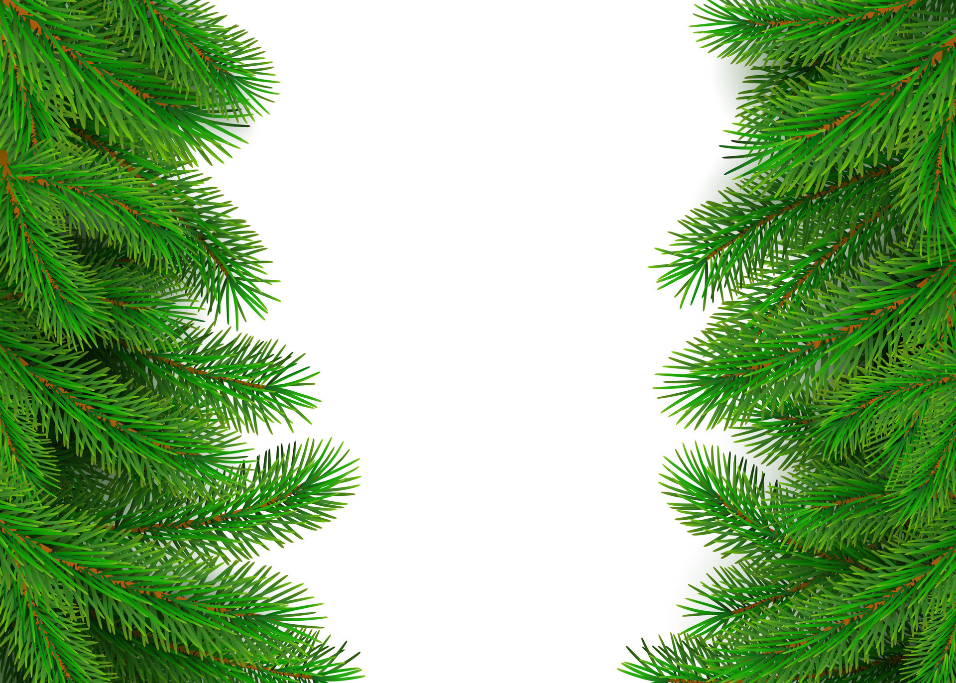 Green foam Christmas tree branch border with - Stock Photo