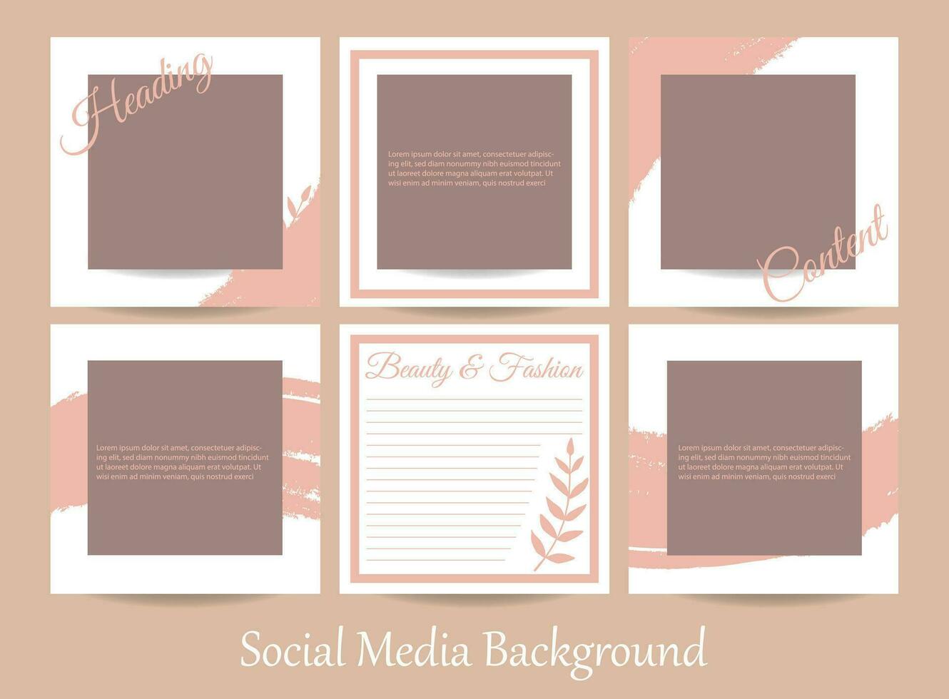 minimalista resumen social medios de comunicación historia enviar alimentar antecedentes o web bandera modelo. rosado desnudo pastel acuarela vector textura marco Bosquejo para belleza, joyas, productos cosméticos, boda, maquillaje