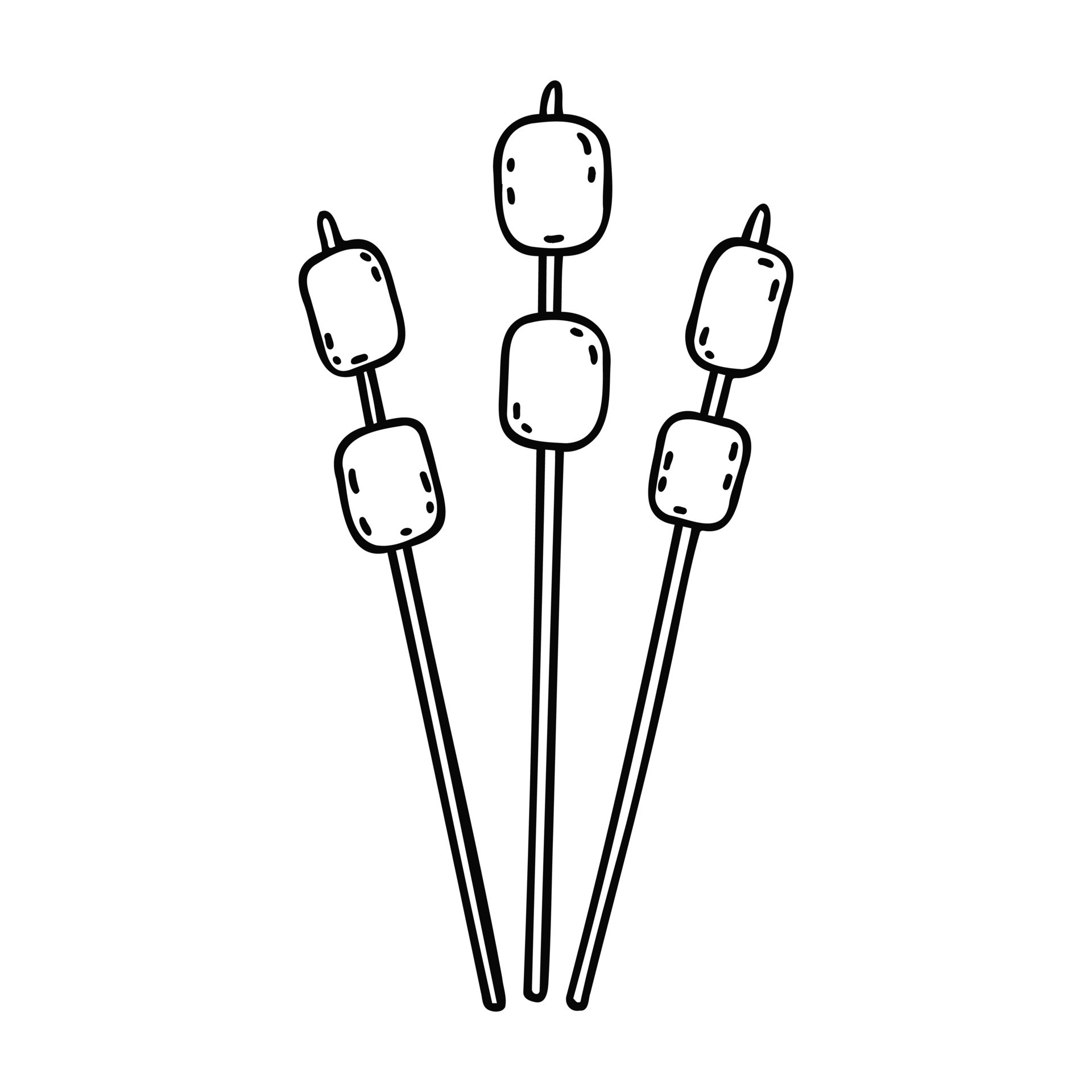marshmallows on a stick, camping. Illustration for printing