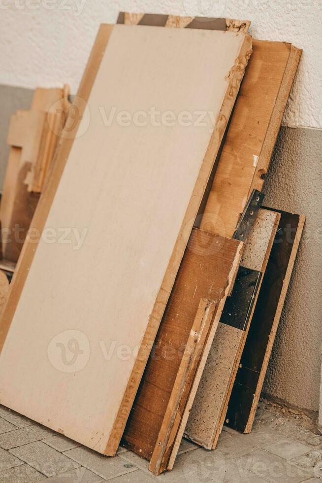 bulky waste with wooden boards photo