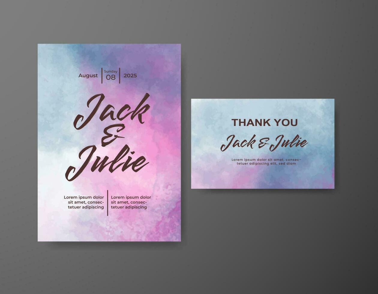 Wedding invitation with abstract watercolor background vector