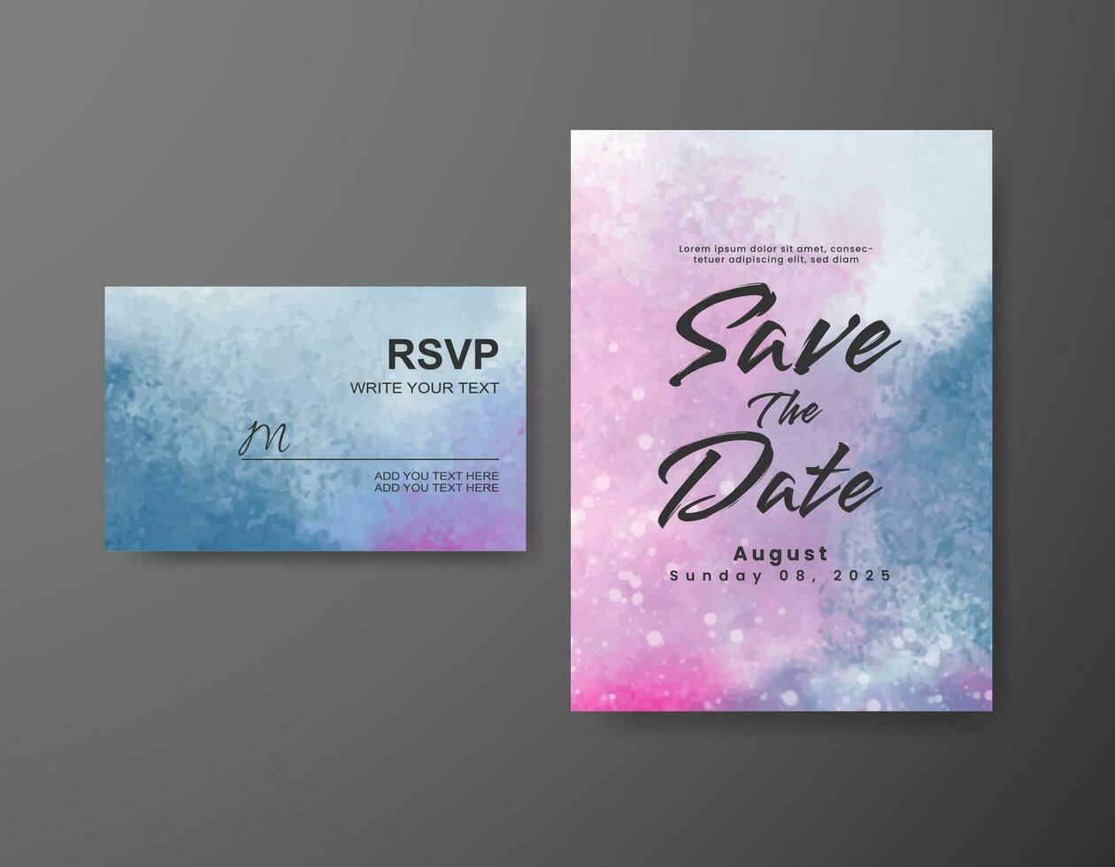 invitación de boda con fondo abstracto de acuarela vector