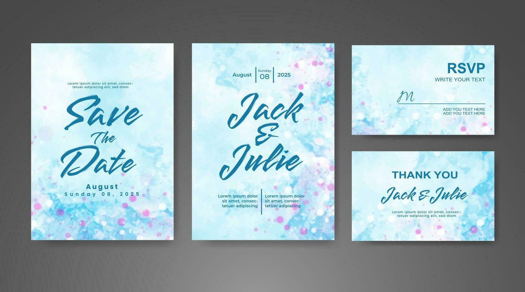 Wedding invitation with abstract watercolor background vector