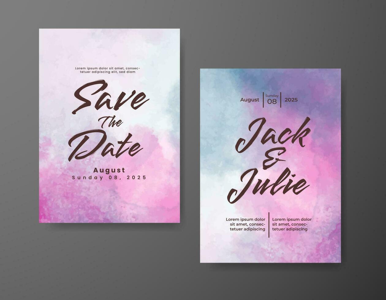 Wedding invitation with abstract watercolor background vector