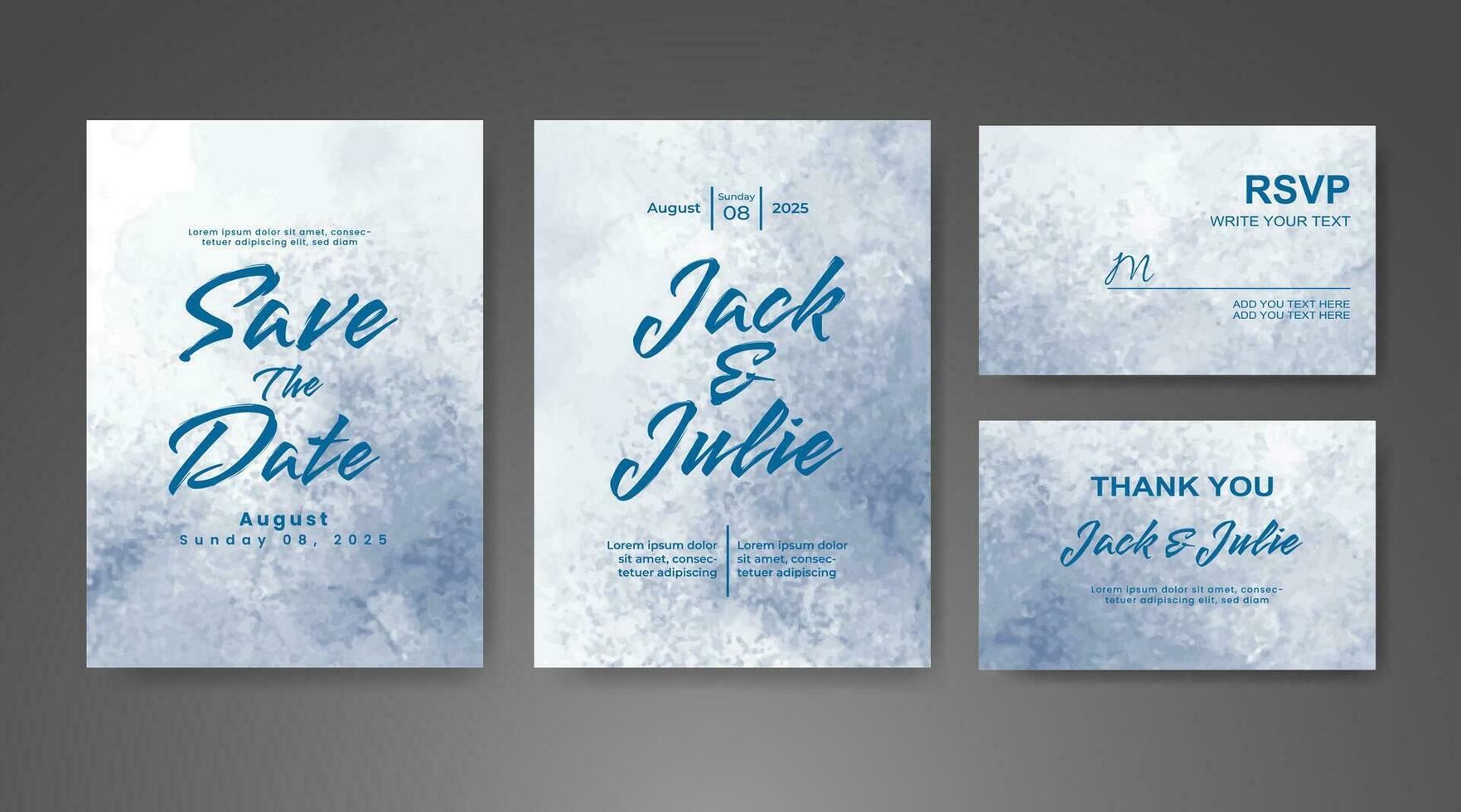 Wedding invitation with abstract watercolor background vector