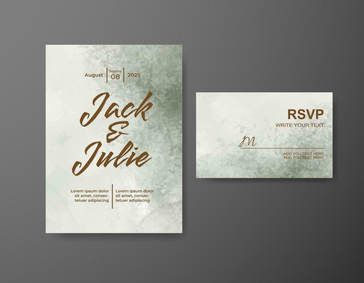 Wedding invitation with abstract watercolor background vector