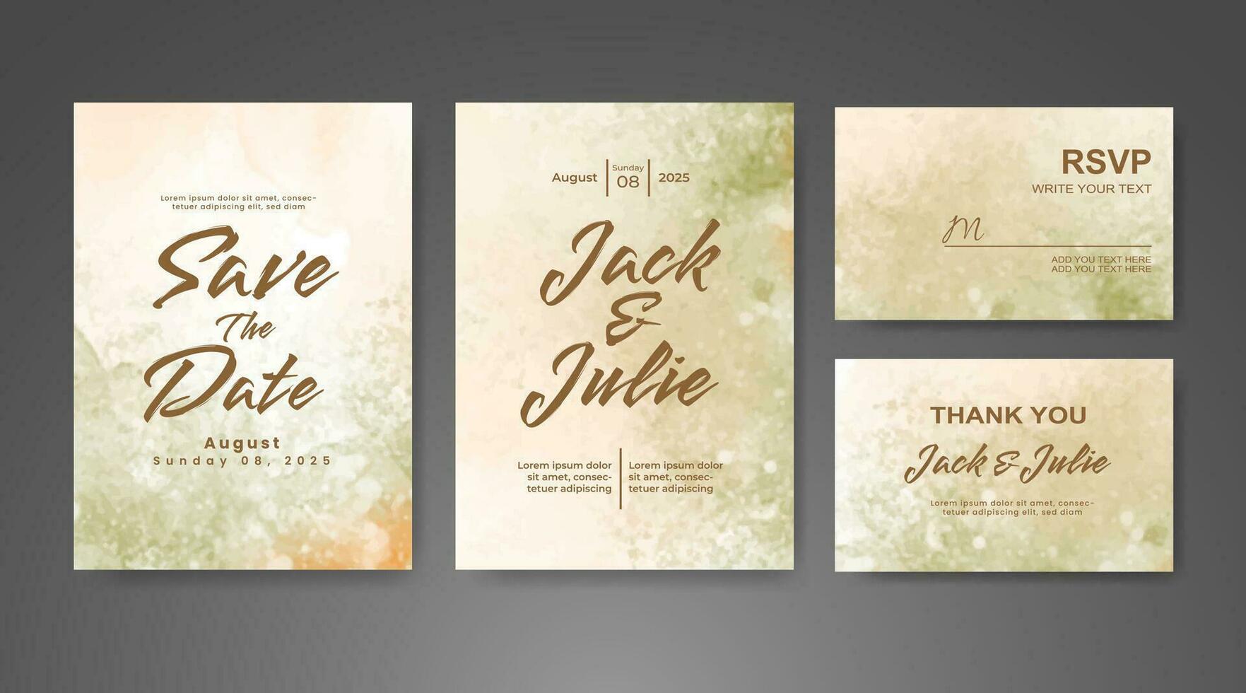 Wedding invitation with abstract watercolor background vector