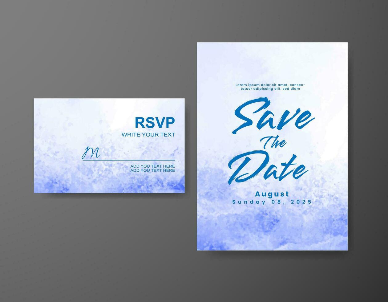 Wedding invitation with abstract watercolor background vector