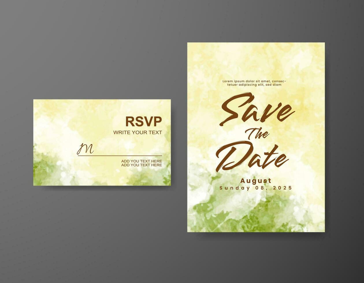 Wedding invitation with abstract watercolor background vector