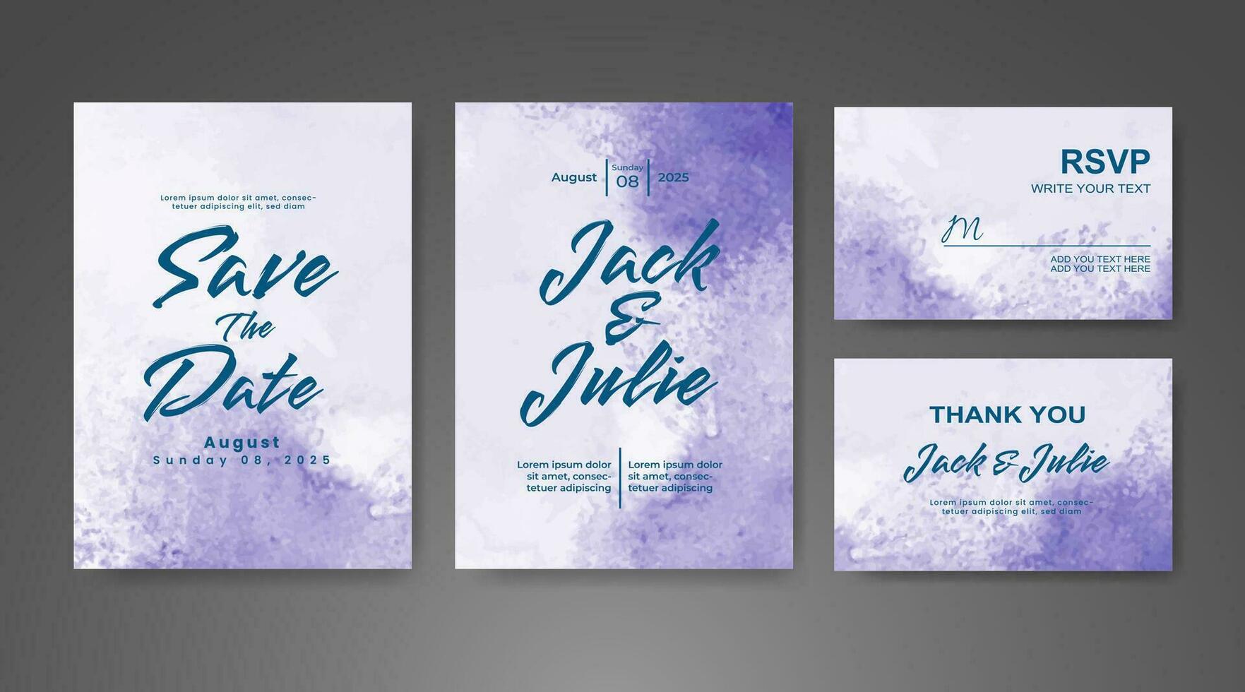 Wedding invitation with abstract watercolor background vector