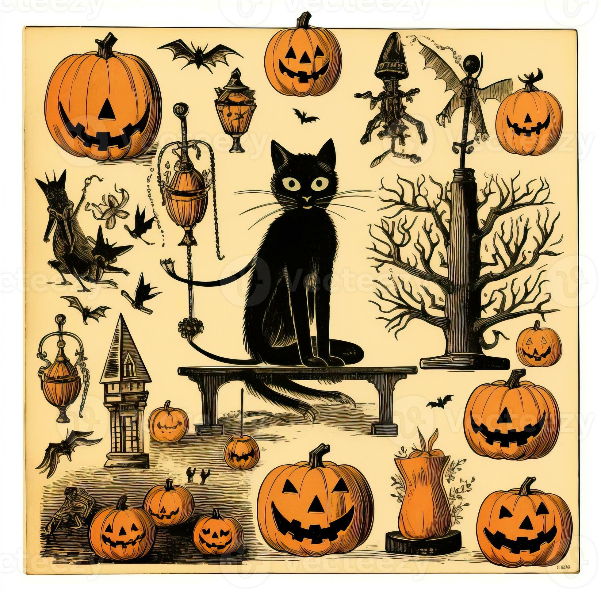 10 Halloween Black Cat Stickers AI Graphic by WhiteBrownie · Creative  Fabrica