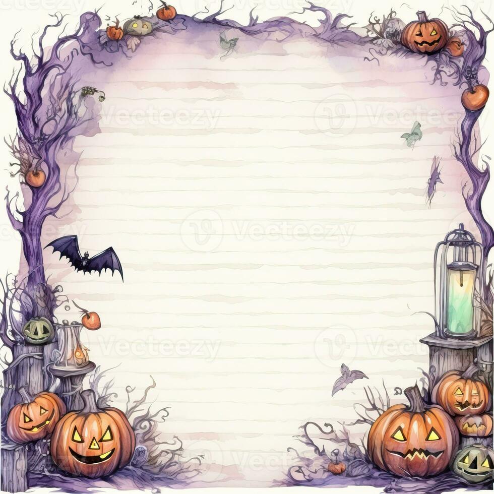 Trick or treat Halloween watercolor frame high quality ai generated image photo