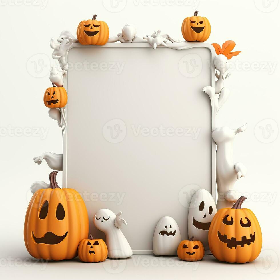 White blank vertical sheet Halloween theme high quality ai generated image photo