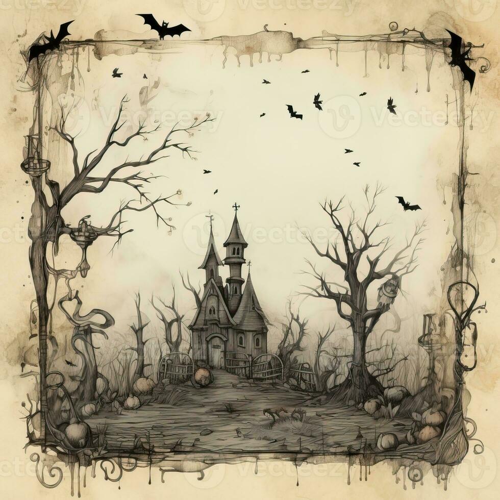 Illustration spooky Halloween card high quality ai generated image photo