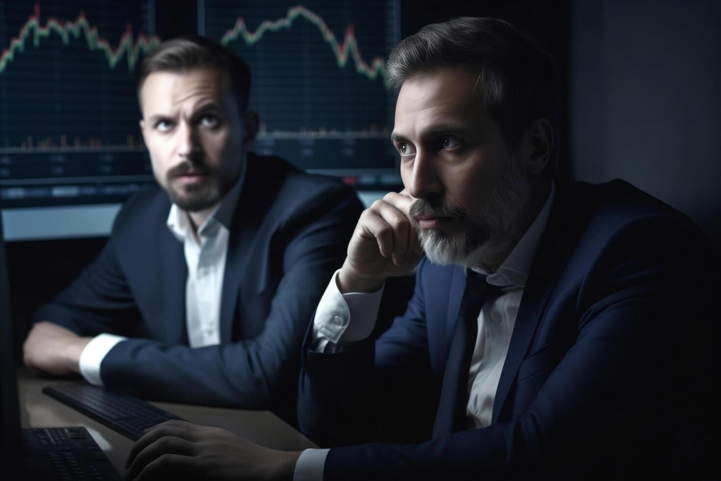 Businessman and investor watching online trading photo