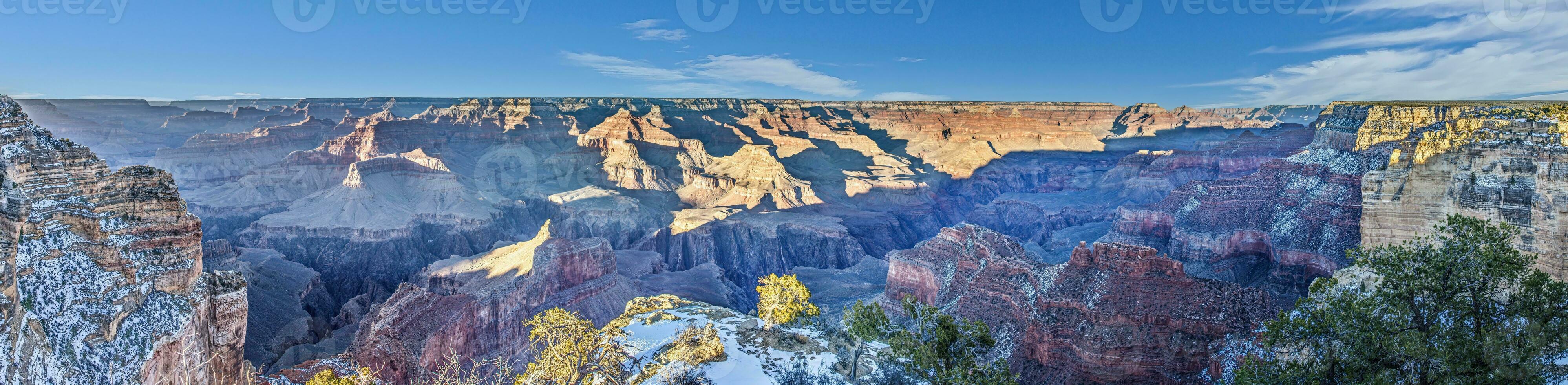 Panorama picture over Grand Canyon with blue sky in Arizona photo