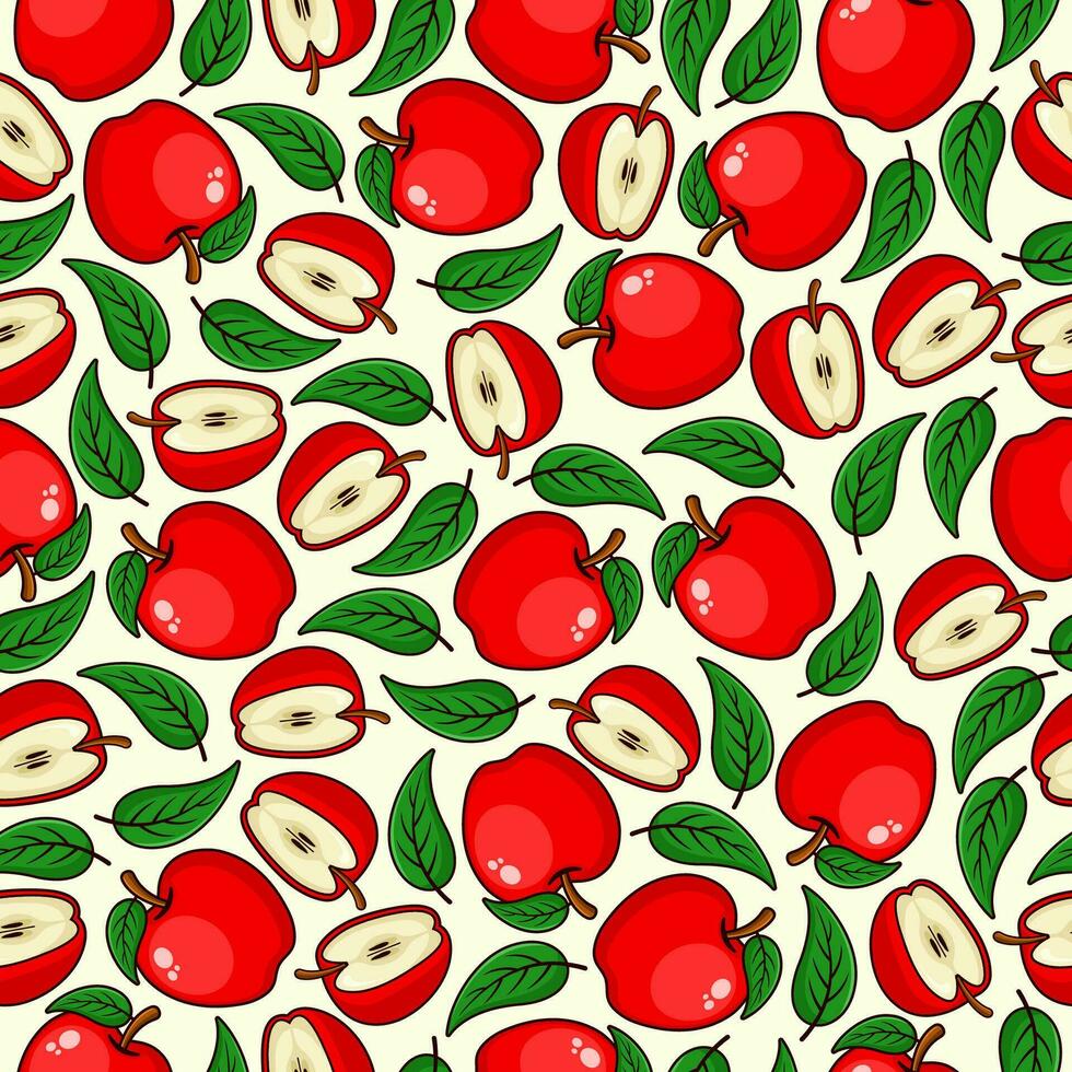 Apple fruit seamless pattern background illustration vector