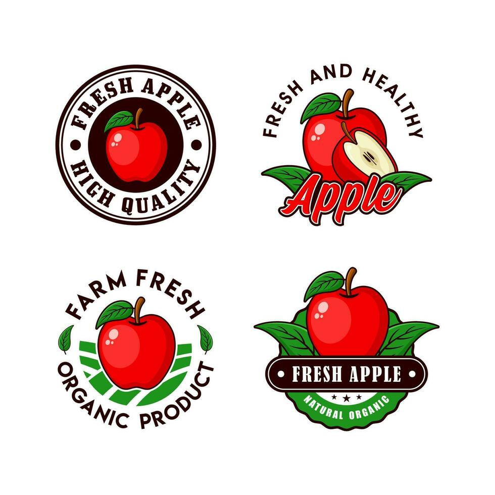 manzana Fruta logo diseño colección vector