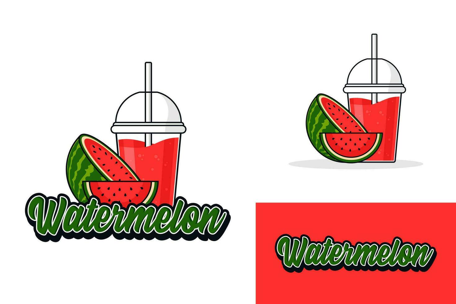 Watermelon juice drink logo design illustration collection vector
