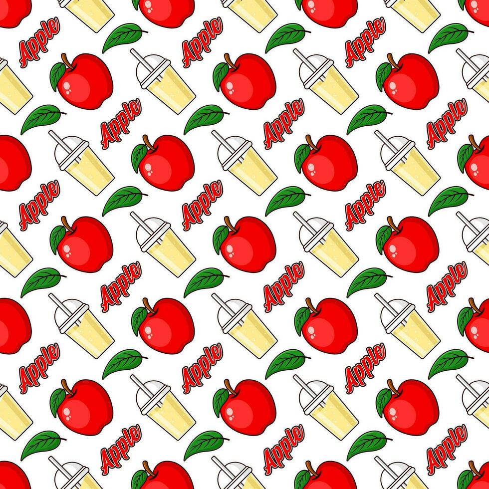 Apple fruit juice seamless pattern background illustration vector