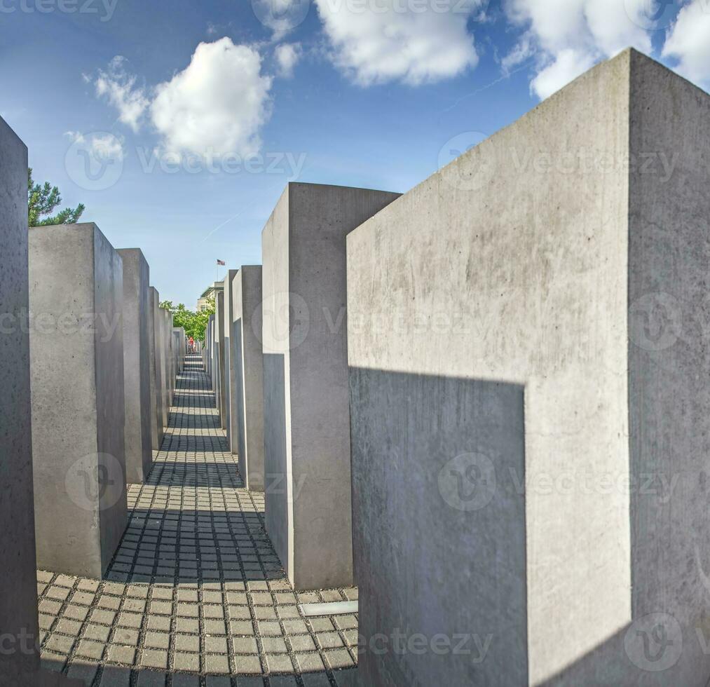 View inside a maze biuld by massiv concrete blocks photo