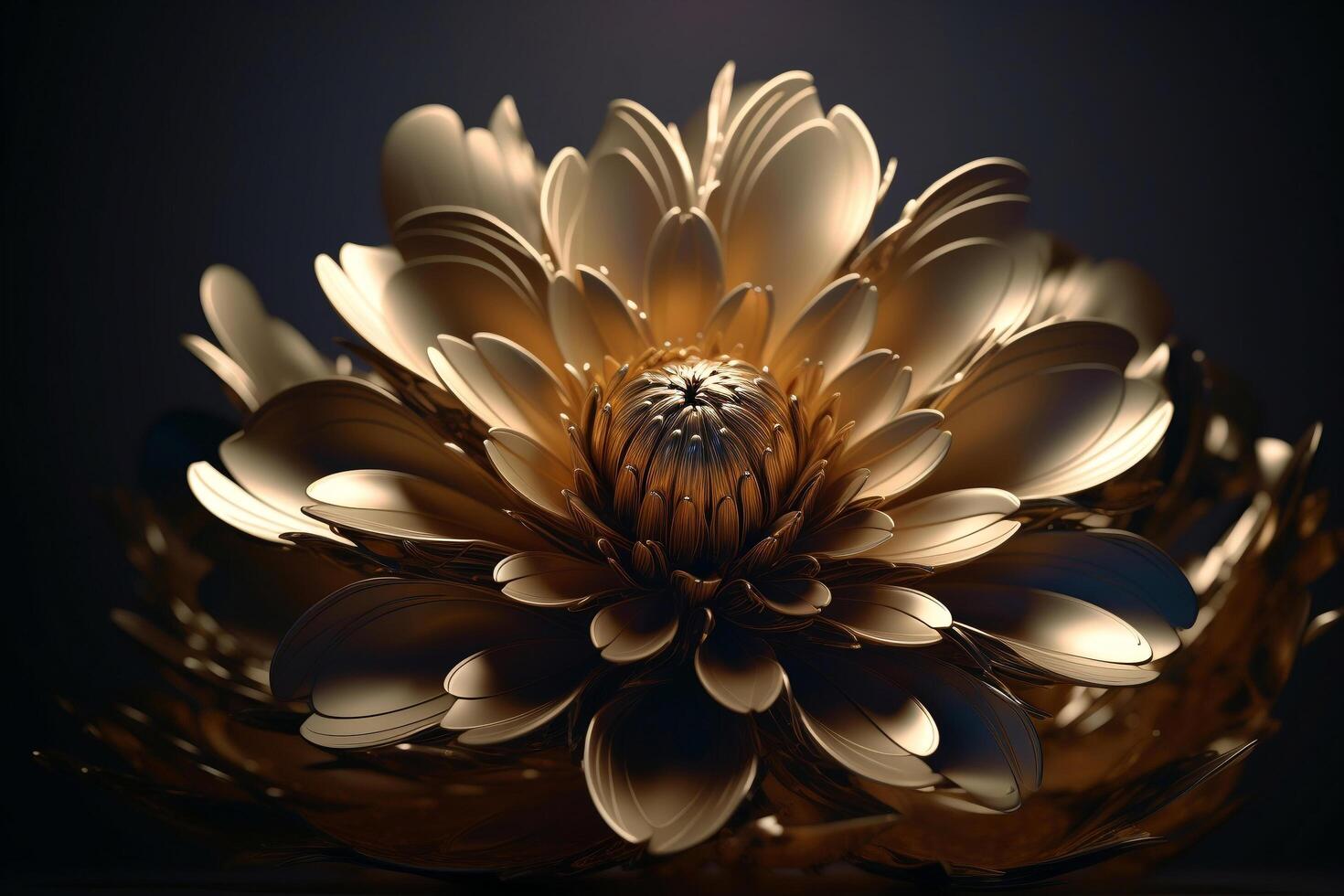Abstract golden flower shape at floral composition photo