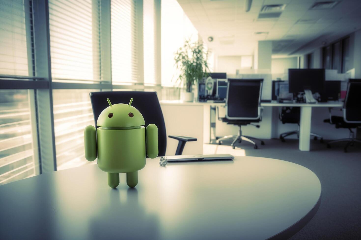 Android working at office interior photo