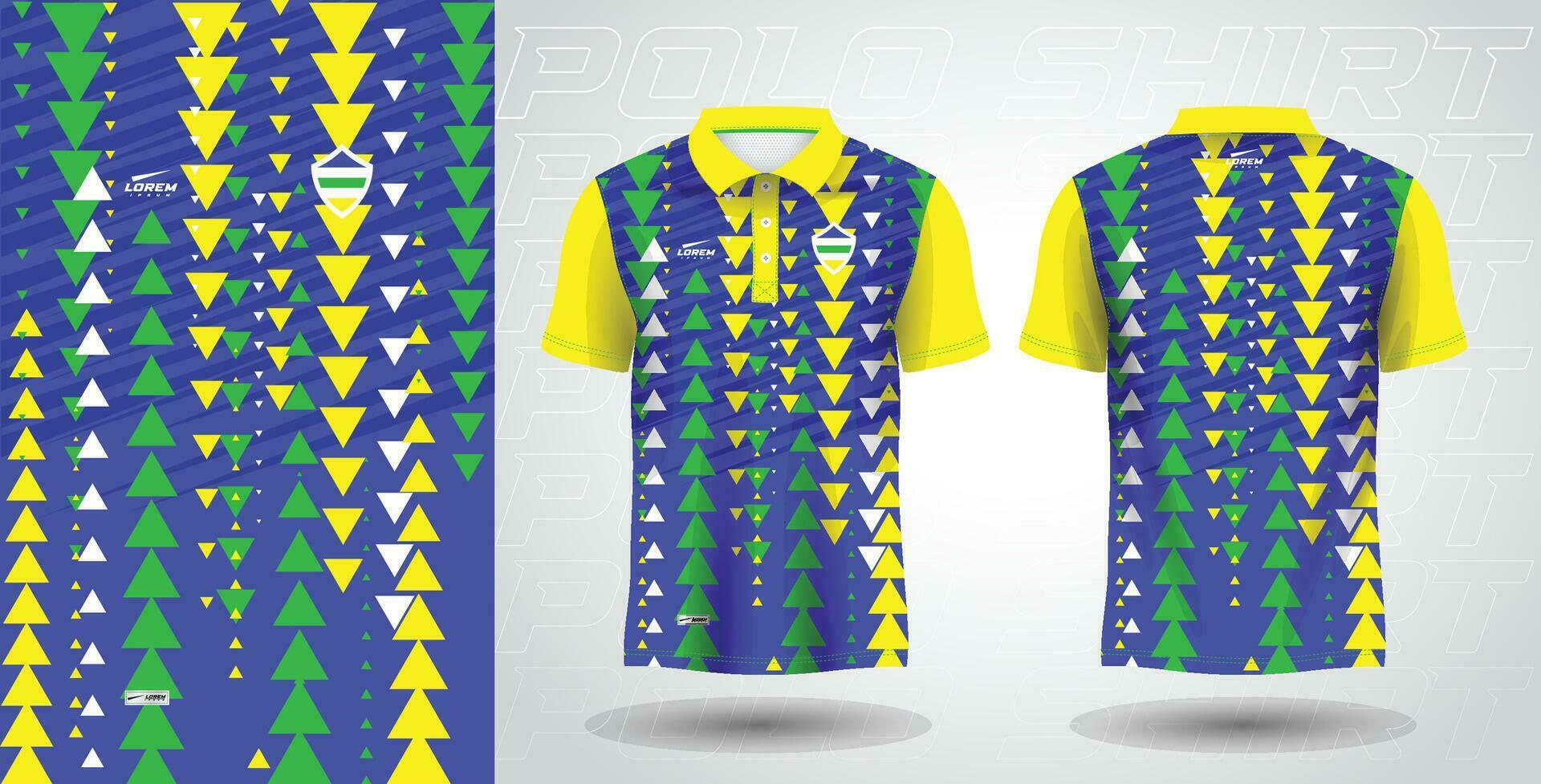 blue green yellow polo sport shirt sublimation jersey template vector