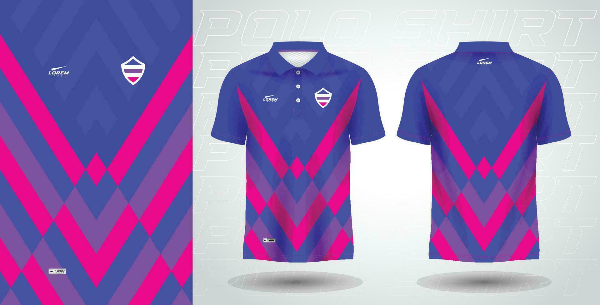 blue purple pink polo sport shirt sublimation jersey template vector