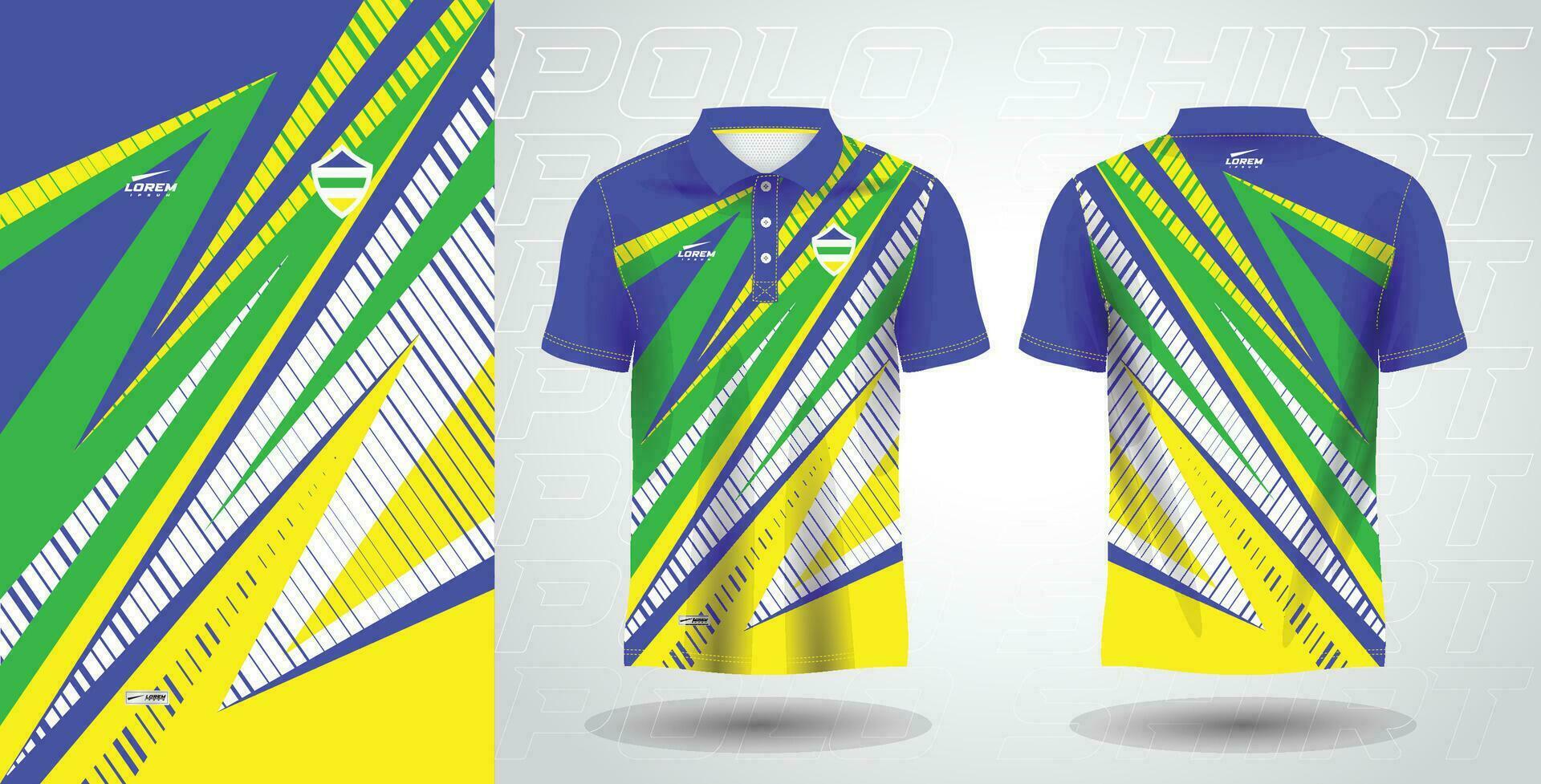 blue green yellow polo sport shirt sublimation jersey template vector
