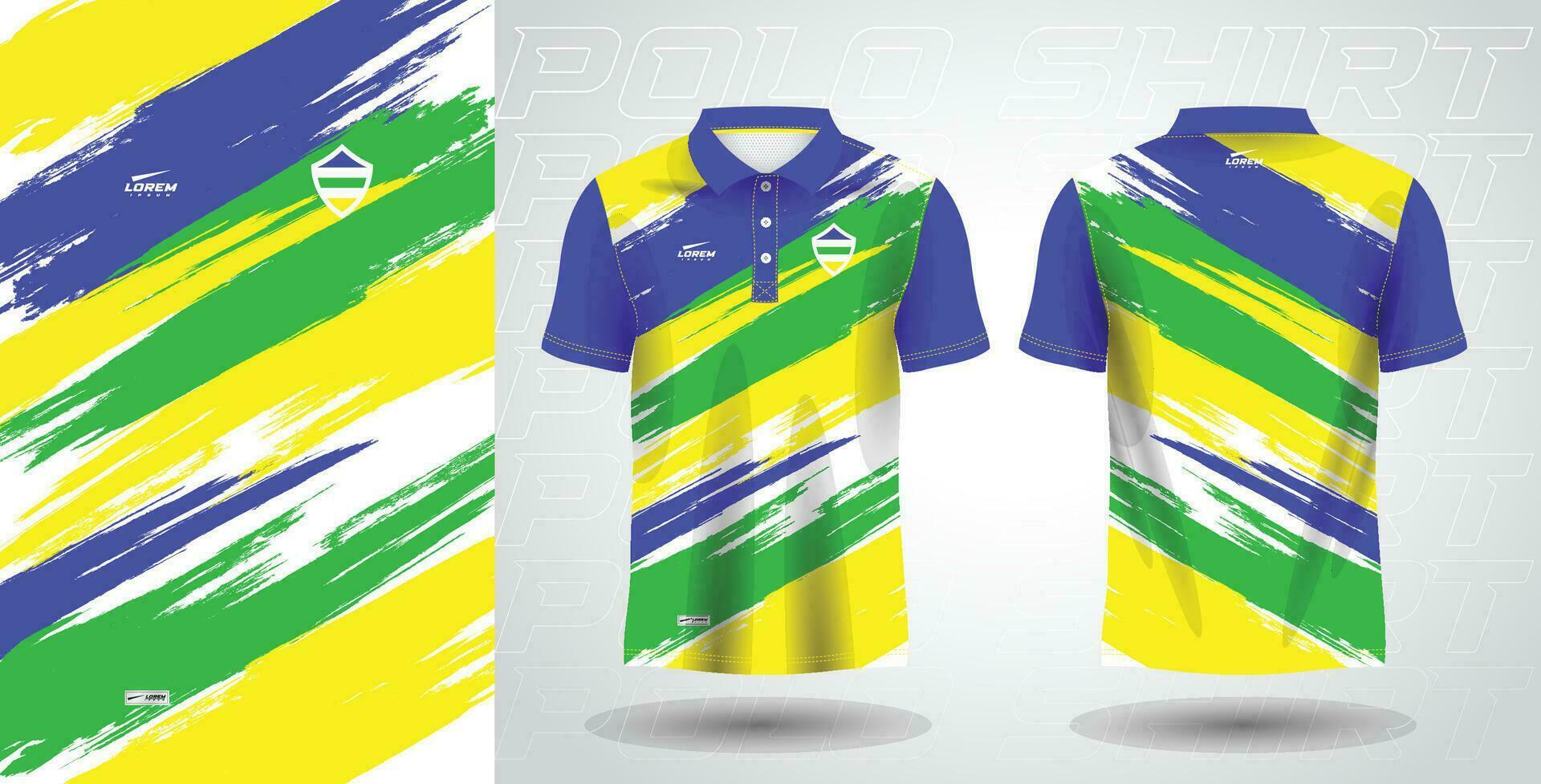 azul verde amarillo polo deporte camisa sublimación jersey modelo vector