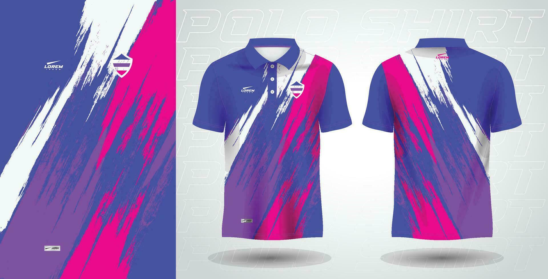 blue purple pink polo sport shirt sublimation jersey template vector
