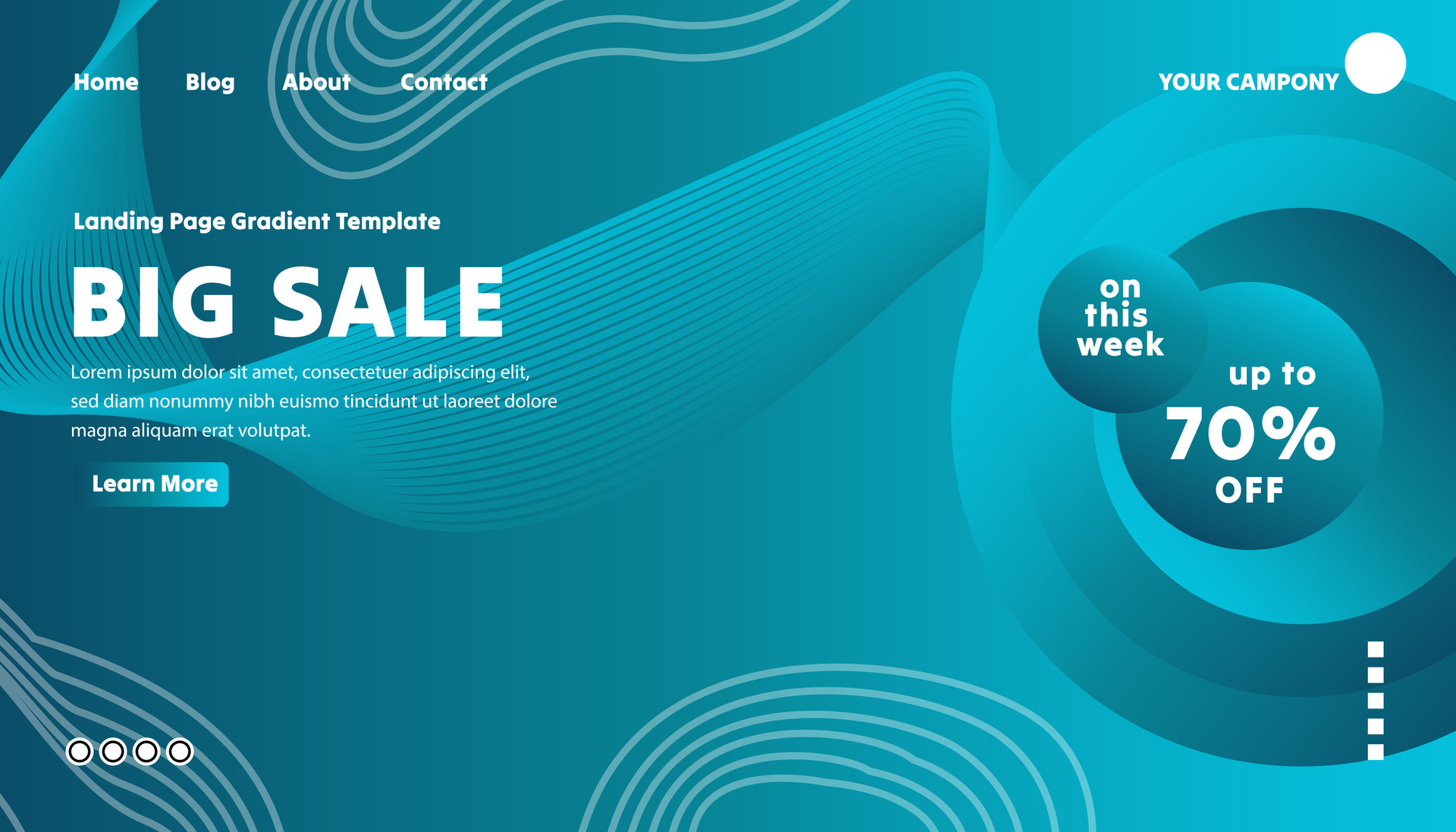 Landing page wavy gradient template vector illustration 27531383 Vector ...