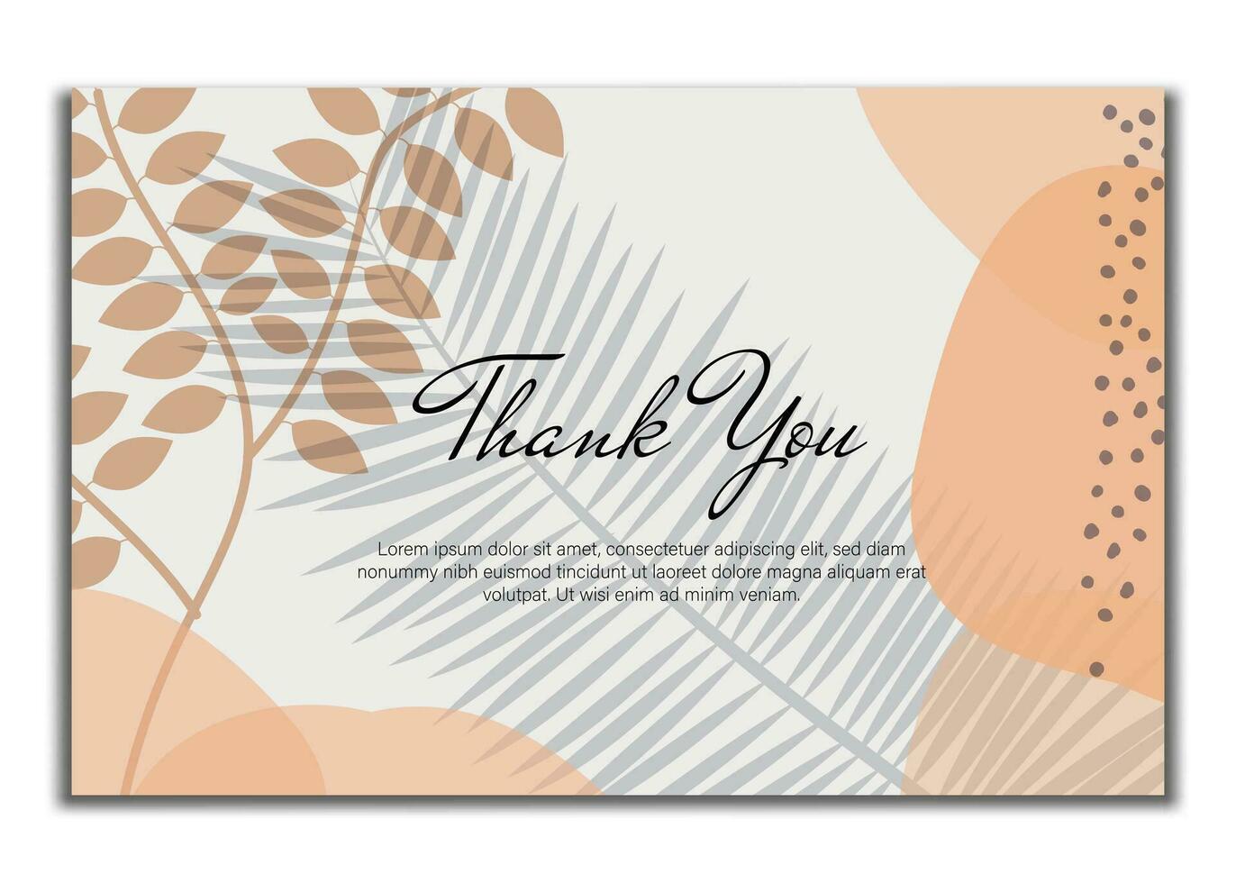 thank you card with beautiful elegant flowers, thank you card with abstract shape illustration, thank you card, save the date card. vector