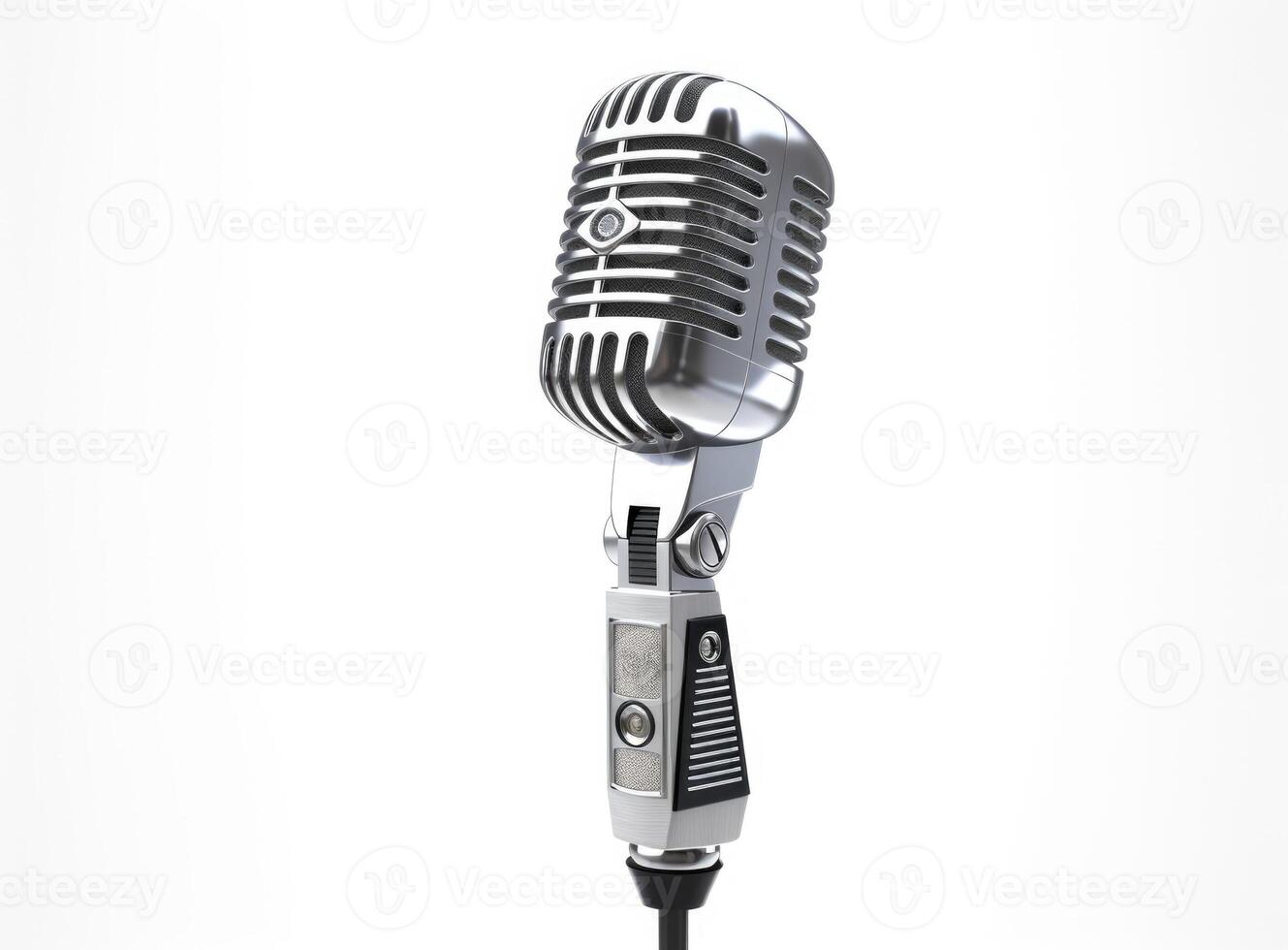 Old microphone isolated on white background. Generative AI photo