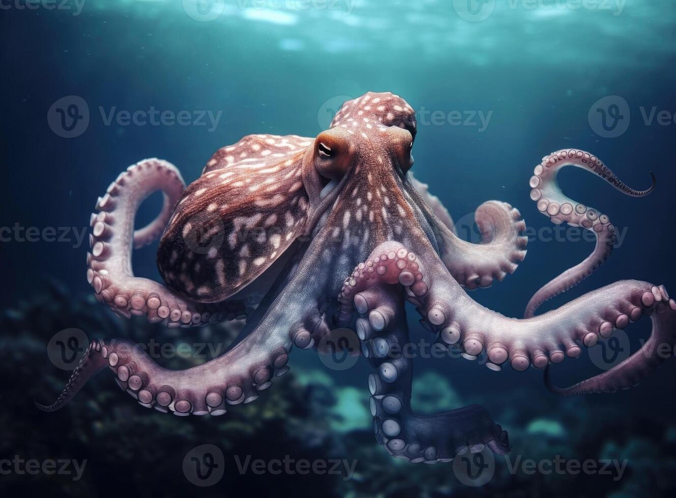 Octopus swimming in the ocean. Generative AI. photo