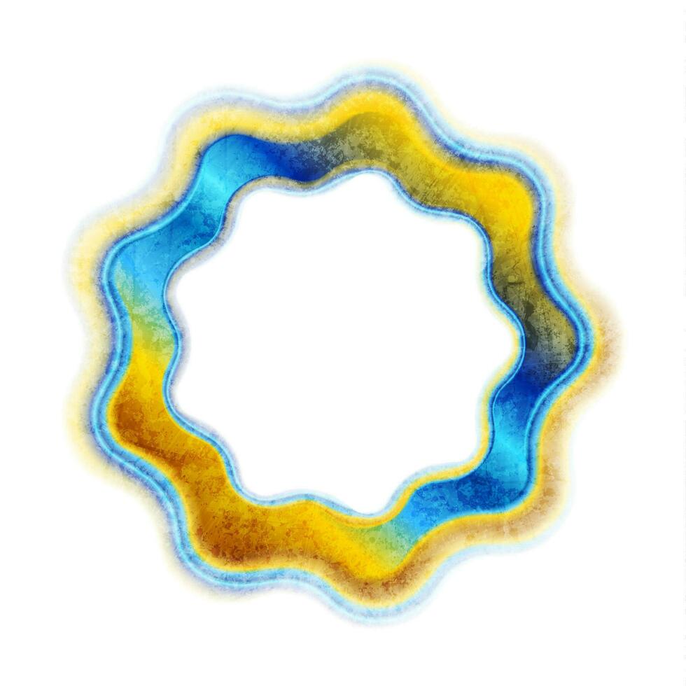 Blue orange glowing grunge wavy circle abstract background vector