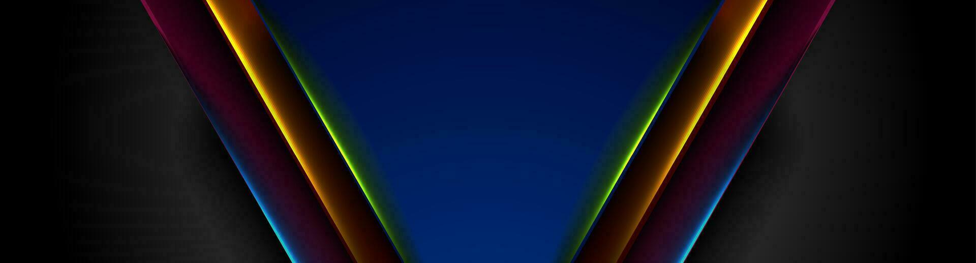 Futuristic technology background with colorful neon glowing lines vector