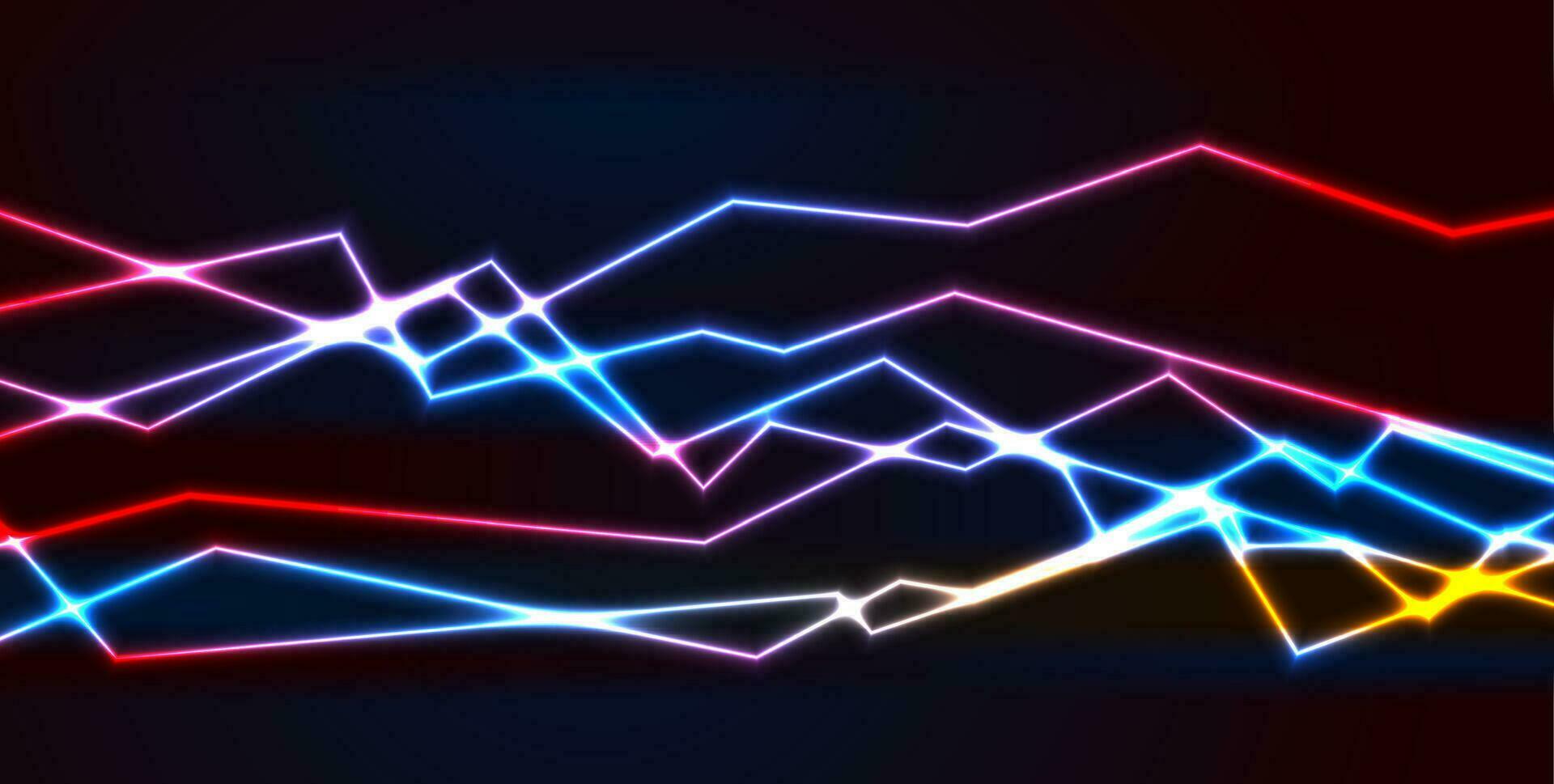 Colorful neon curved lines abstract technology background vector