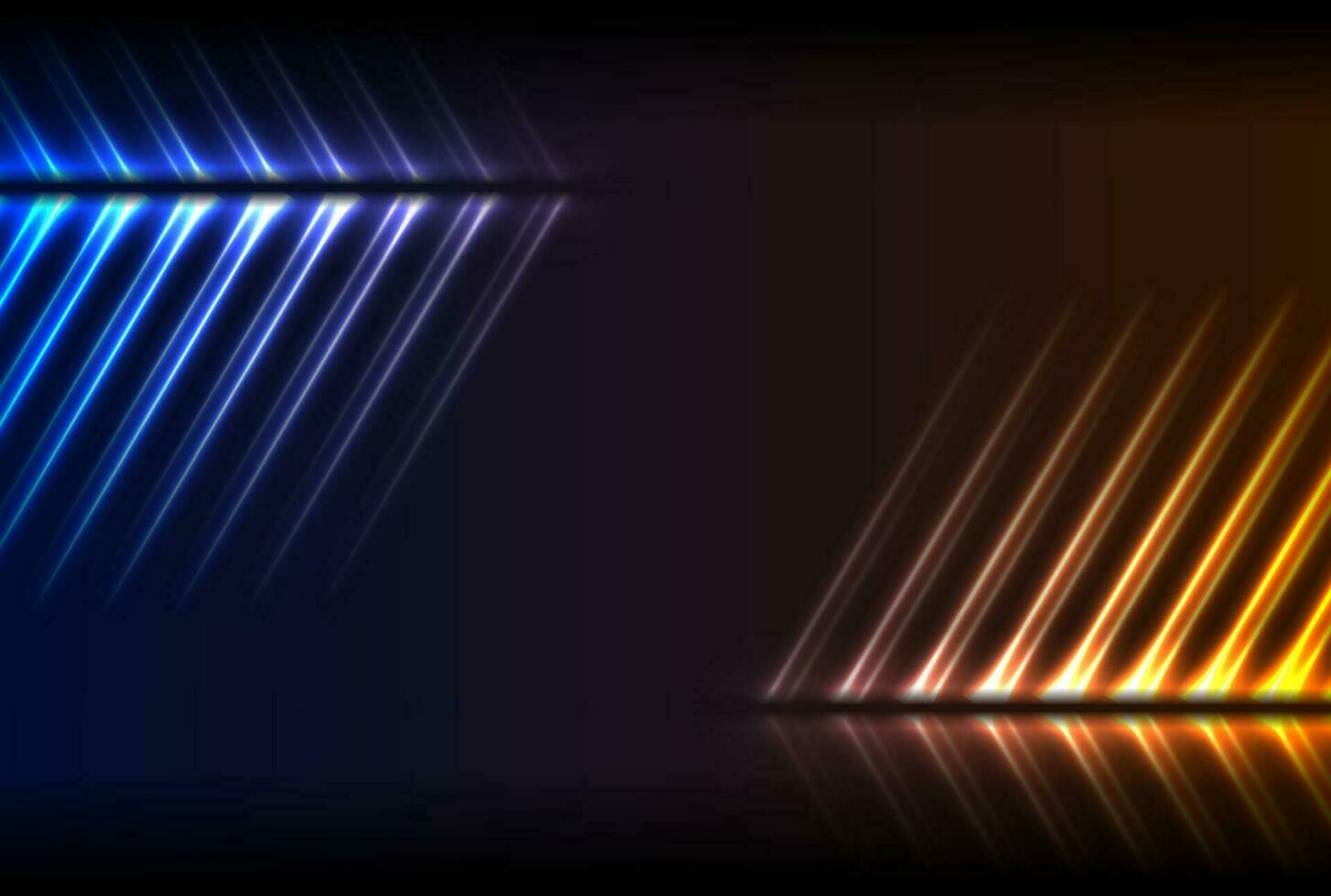 Blue orange neon laser lines technology modern background vector